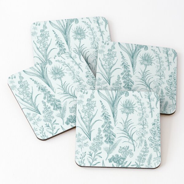 Item preview, Vintage Garden Mint Green Toile Floral Pattern designed and sold by PUFFYP.