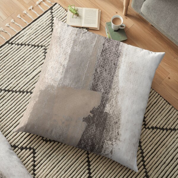 Taupe and Charcoal Grey Modern Abstract Painting Floor Pillow