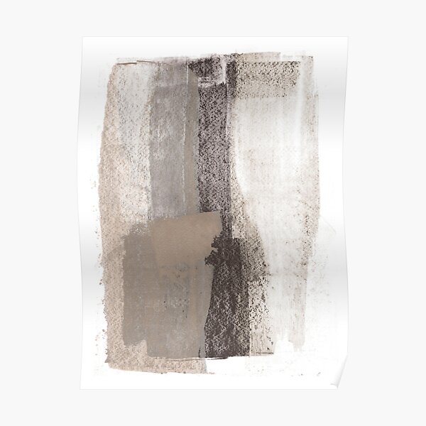 Taupe and Charcoal Grey Modern Abstract Painting Poster