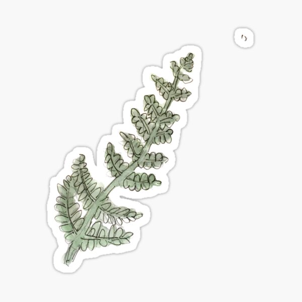 Dark Green Fern Leaf Illustration in Watercolor Sticker