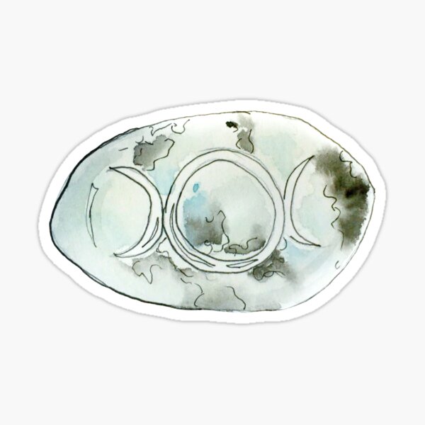 Granite Stone with Moon Insignia Illustration in Watercolor Sticker