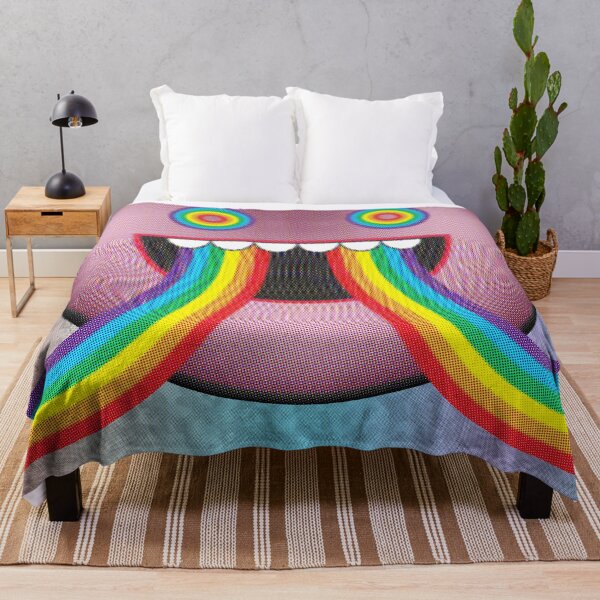 Artikelvorschau, Regenbogen kommen aus meinem Mund "ist ein bizarres und seltsames, schlichtes Kunstgesicht. Regenbogen tauchen aus dem Design mit offenem Mund auf und die Augen leuchten mit einer Regenbogenfarbe. entworfen und verkauft von Bill Shearer.