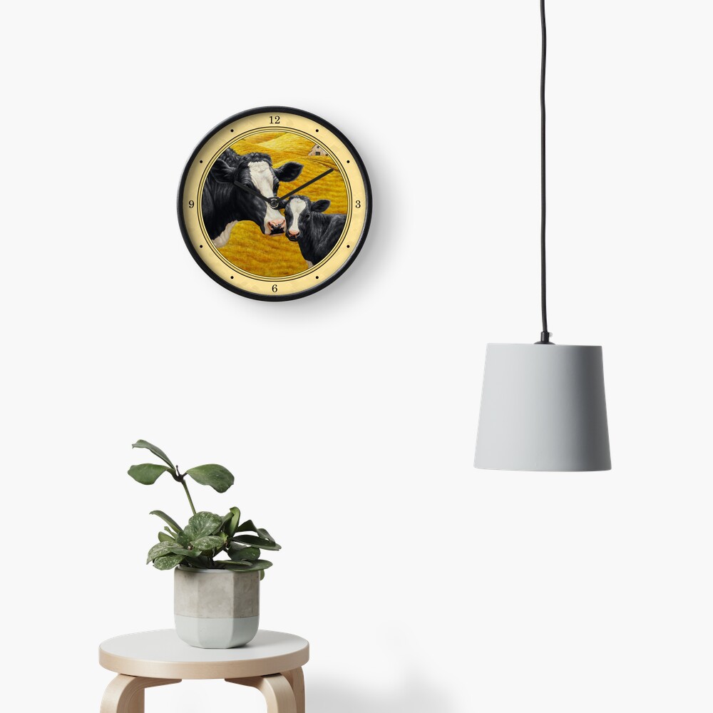 Holstein Cow and Calf Farm Clock