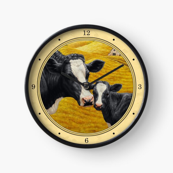 Holstein Cow and Calf Farm Clock