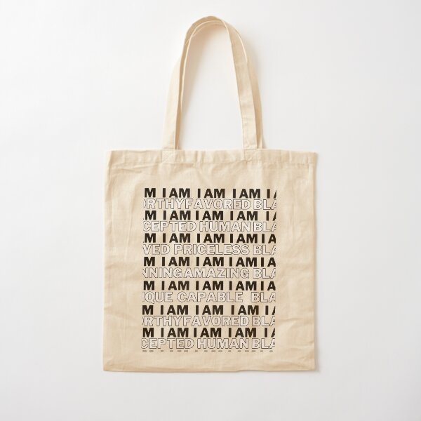 I Am Black and..... - black and white Cotton Tote Bag