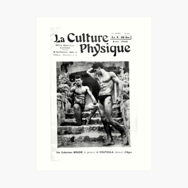 La Culture Physique August 1949 French Bodybuilders Boudie and Coutoula Art Print