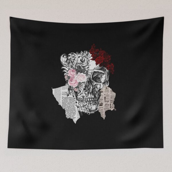 Item preview, Vintage floral skull (BLACK). designed and sold by M-Osamah.