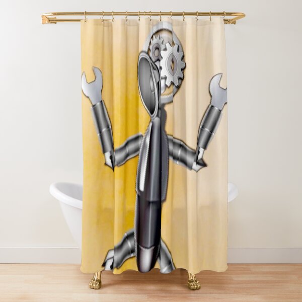 Emoji Robot Shower Curtain