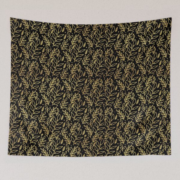Item preview, black and golden leaves pattern  designed and sold by cathelkav.