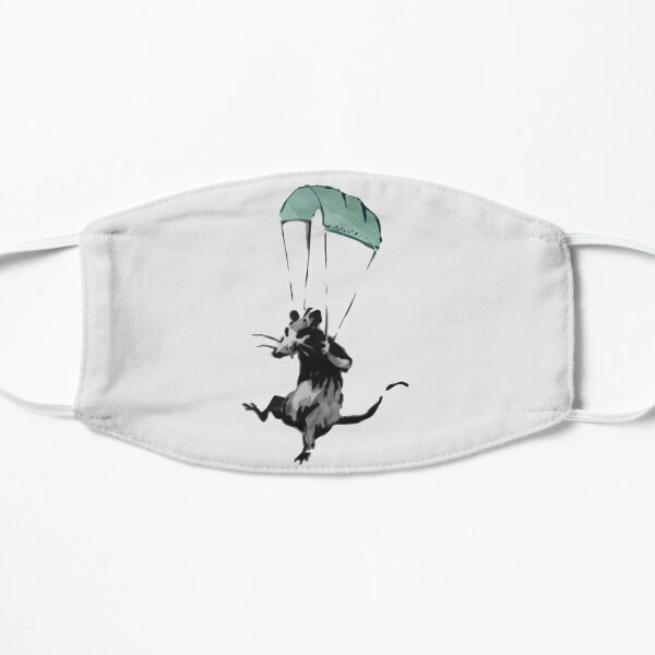 rat parachuting with facemark Flat Mask