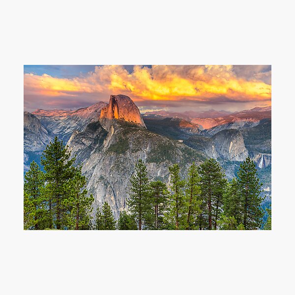 Sunset over Half Dome - Yosemite National Park Photographic Print