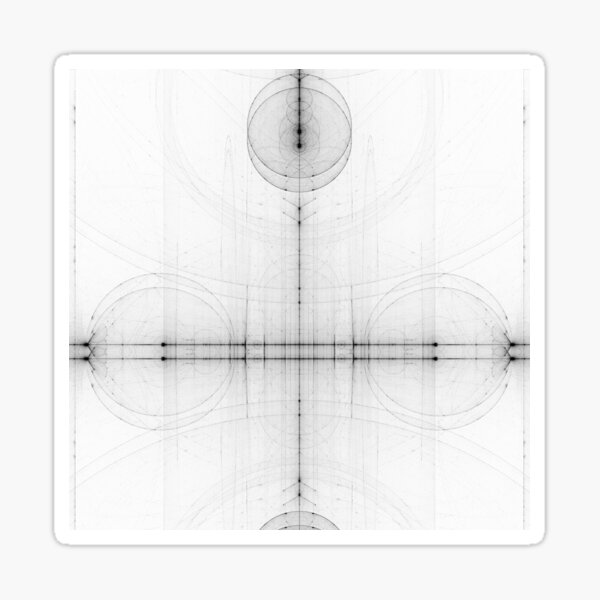 Geometric Black and White Math Fractal 'Sketch' Sticker