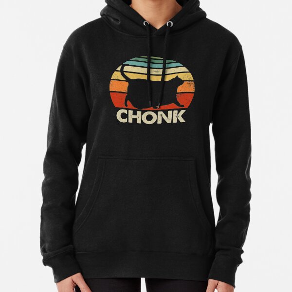 Chonk Cat Retro Vintage Pullover Hoodie