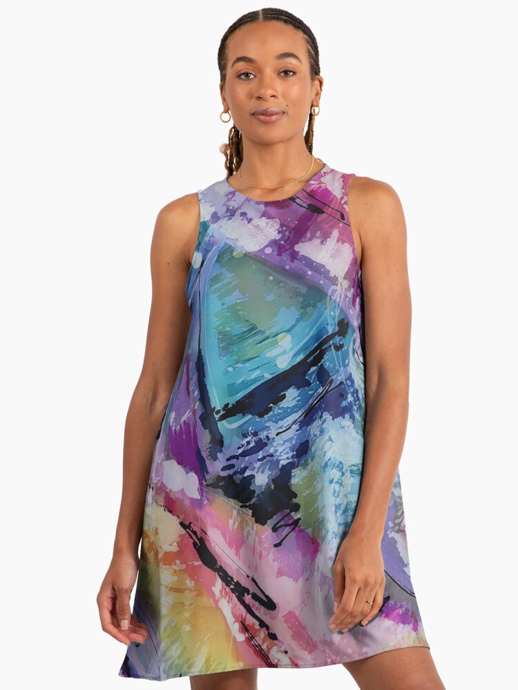 Abstract Expressionism in Batik A-Line Dress Abstract Expressionism in Batik A-Line Dress