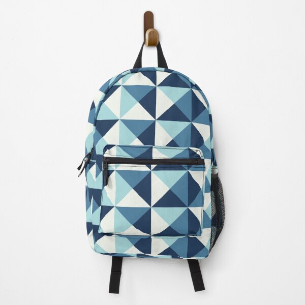 Item preview, Rotated Square Diagonals Triangle Pattern 002 - Cyan Navy Blue designed and sold by AmpersandCuster.