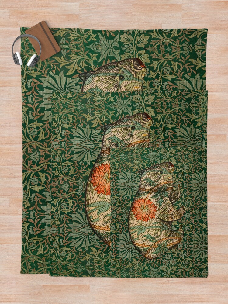 Alternate view of Rossetti's Wombat in Green Flower Garden Throw Blanket