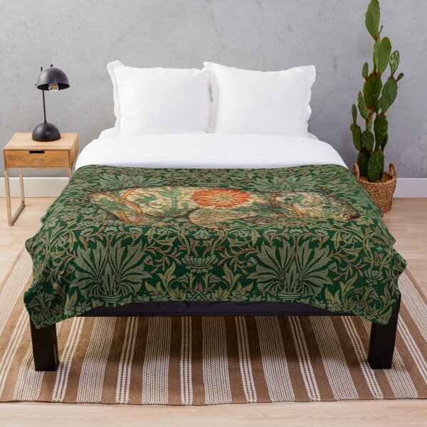 Rossetti's Wombat in Green Flower Garden Throw Blanket