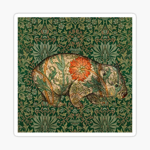 Rossetti's Wombat in Green Flower Garden Sticker
