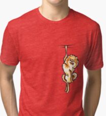 Clingy Orange Pomeranian Tri-blend T-Shirt