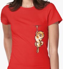 Clingy Orange Pomeranian Women's Fitted T-Shirt
