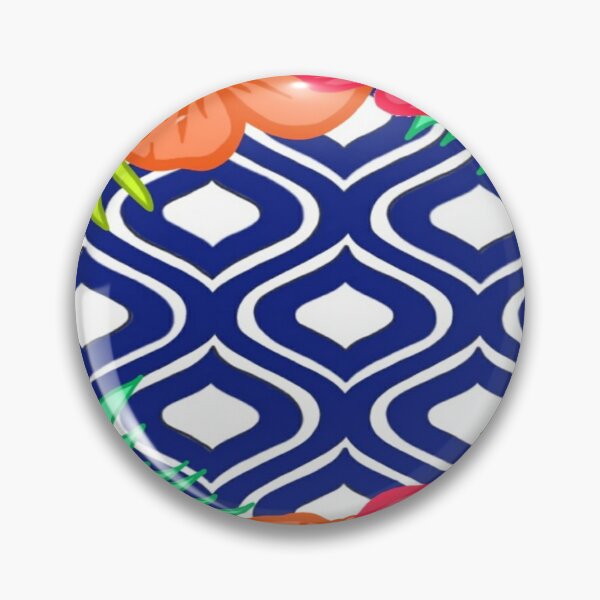 Item preview, tropical flowers with blue pattern designed and sold by MLD112.