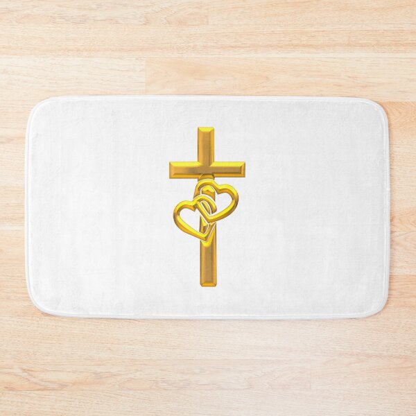 Aperçu de l'œuvre Golden Look 3-D Croix avec deux coeurs créée et vendue par Artist4God.