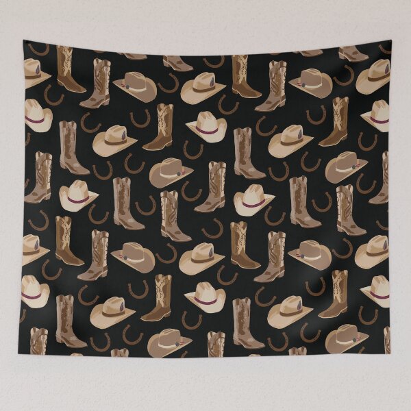 Item preview, Western Boots and Cowboy Cowgirl Hats on Black designed and sold by phyllisdobbs.