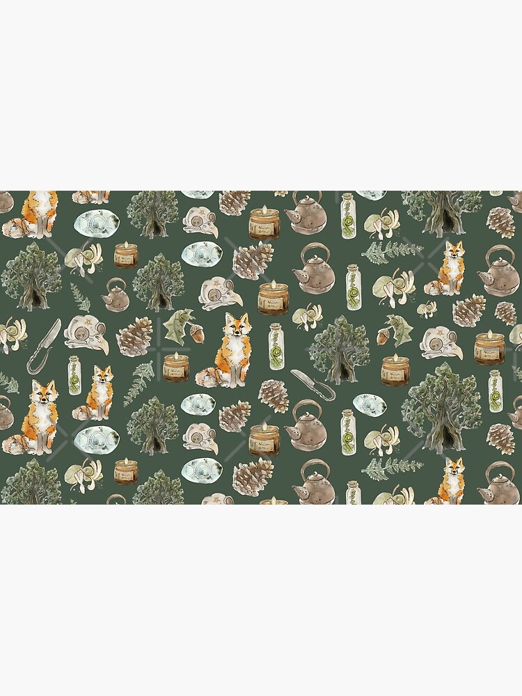 Forest Witch Aesthetic Pattern - Wrap Around with Green Background by WitchofWhimsy