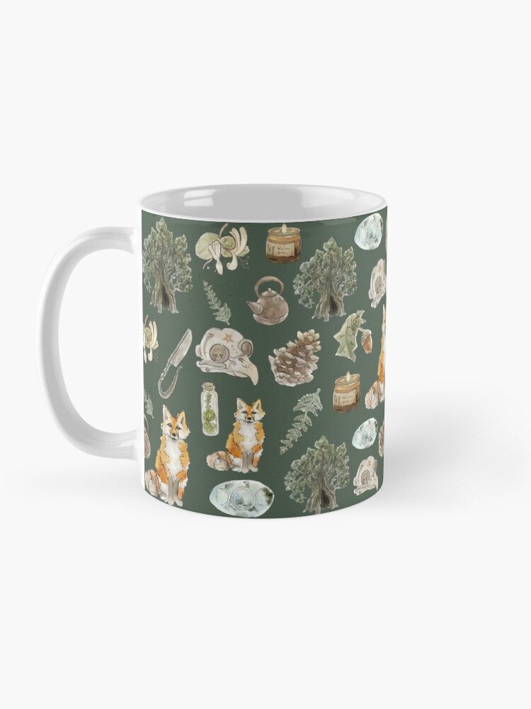 Alternate view of Forest Witch Aesthetic Pattern - Wrap Around with Green Background Coffee Mug