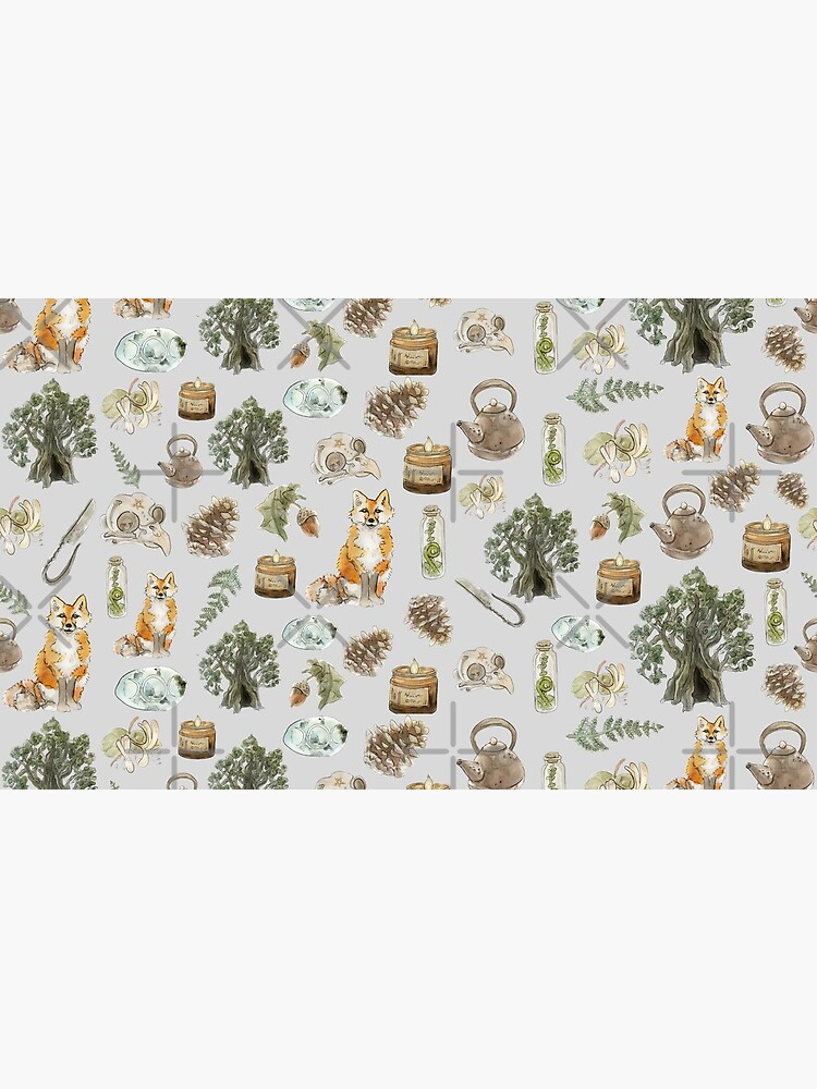 Forest Witch Aesthetic Pattern - Wrap Around with Grey Background by WitchofWhimsy