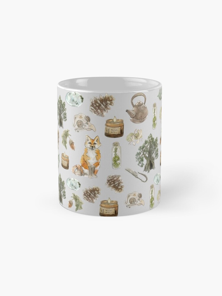 Alternate view of Forest Witch Aesthetic Pattern - Wrap Around with Grey Background Mug