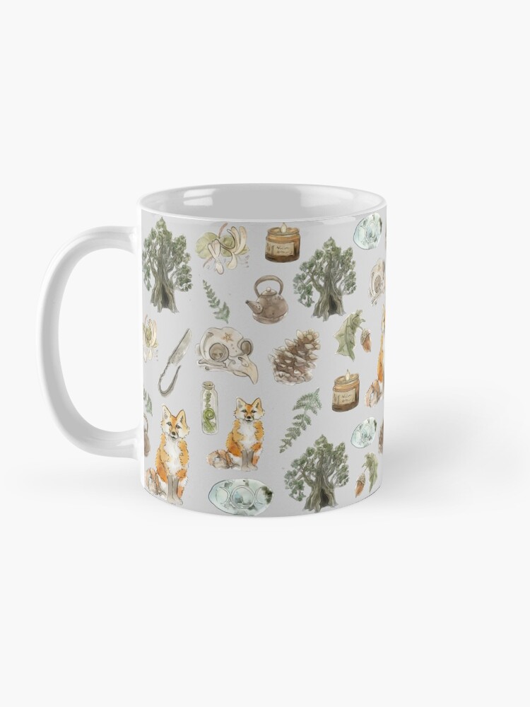 Alternate view of Forest Witch Aesthetic Pattern - Wrap Around with Grey Background Mug