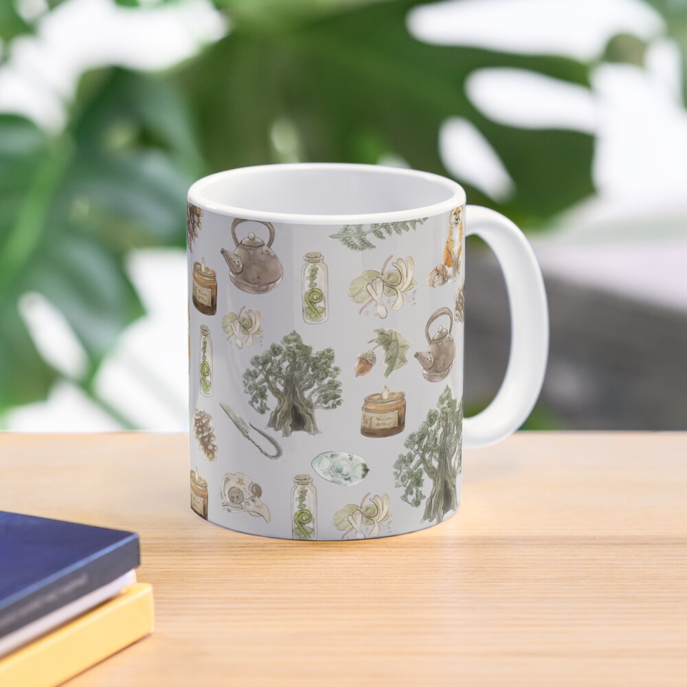 Forest Witch Aesthetic Pattern - Wrap Around with Grey Background Mug
