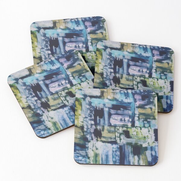 Item preview, Brushy Batik Abstract in Blues and Greens designed and sold by Leslie Rogers Todder.