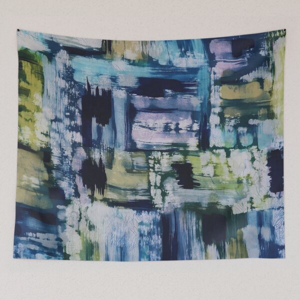 Item preview, Brushy Batik Abstract in Blues and Greens designed and sold by Leslie Rogers Todder.