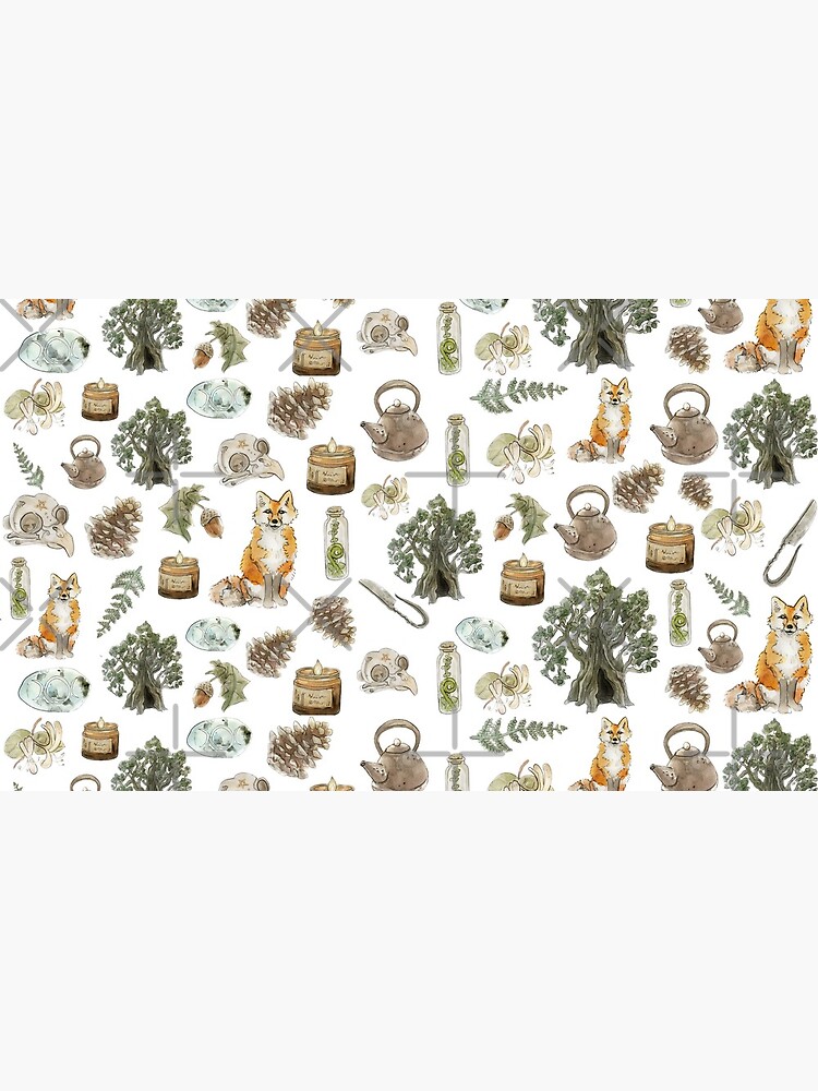 Forest Witch Aesthetic Pattern - Wrap Around with White Background by WitchofWhimsy