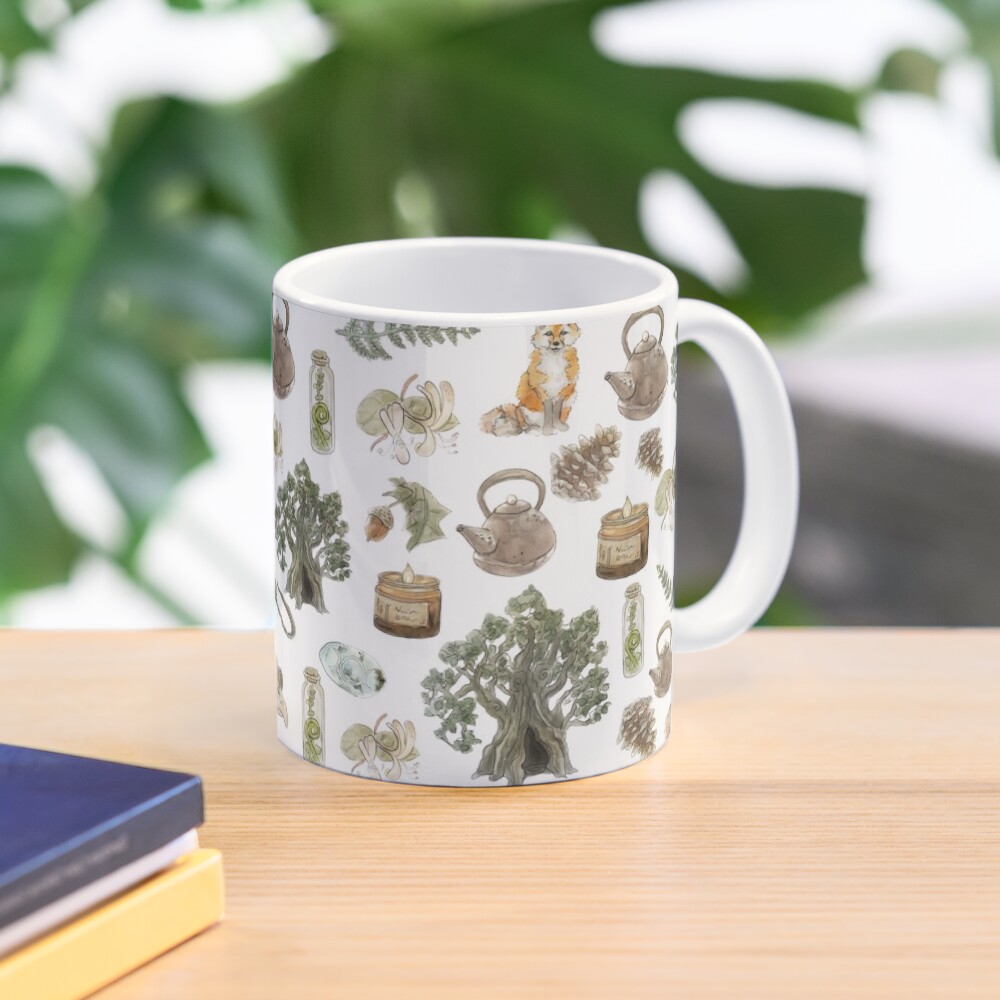 Forest Witch Aesthetic Pattern - Wrap Around with White Background Mug