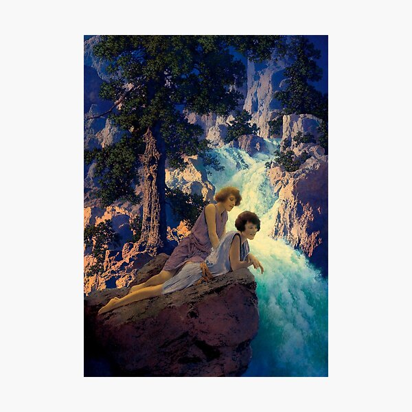 Waterfall - Maxfield Parrish midcentury art deco/nouveau illustration Photographic Print