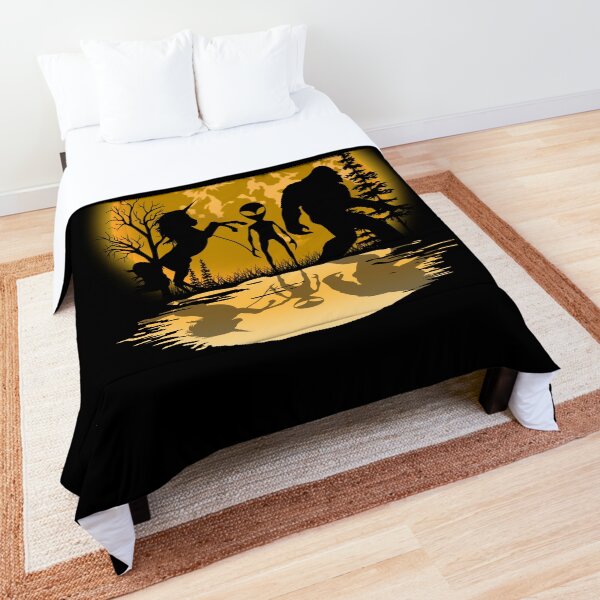 Big Foot, Alien And Unicorn Under The Moon Comforter