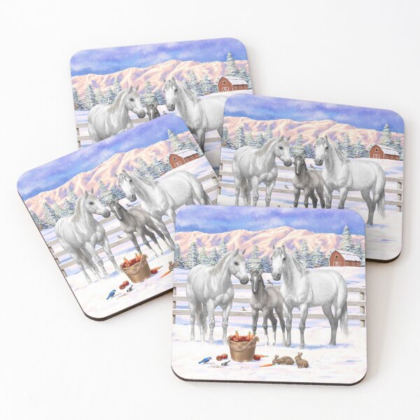 Item preview, White Dapple Gray Quarter Horses In Snow designed and sold by csforest.
