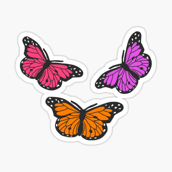 3 Butterflies Stickers Redbubble - kaleidoscope of butterflies roblox