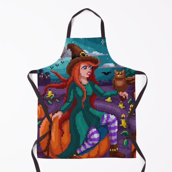 Item preview, Pixelated Witch Girl, Her Owl and Pumpkin Farm designed and sold by HopeDetour.