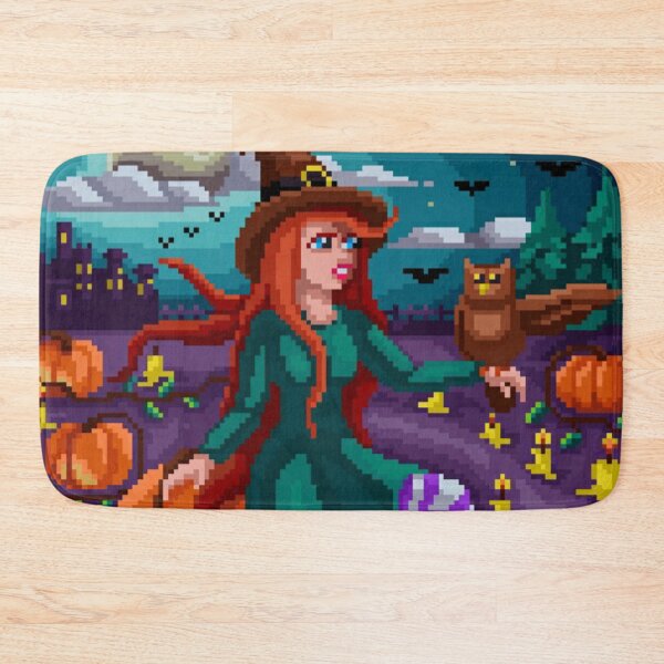 Item preview, Pixelated Witch Girl, Her Owl and Pumpkin Farm designed and sold by HopeDetour.