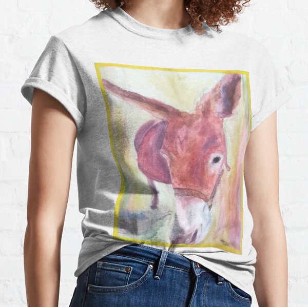Ein neugieriger Esel streckt seine Nase in Dinge Classic T-Shirt