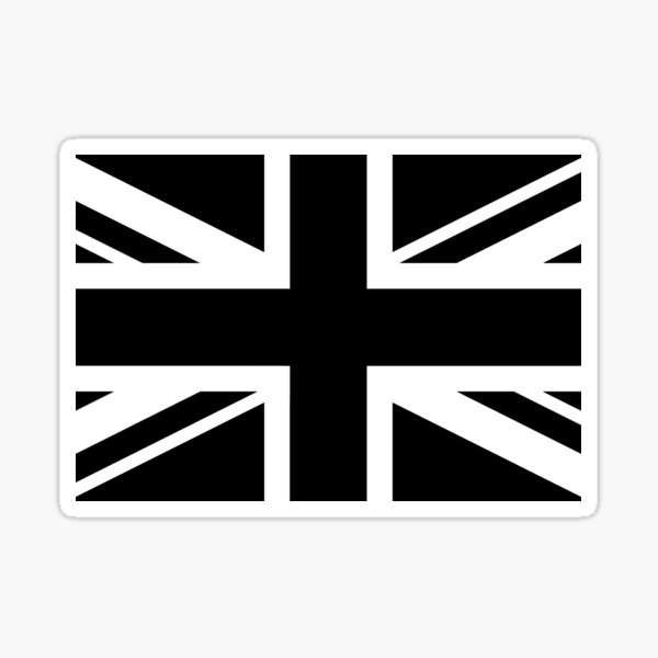 British Flag Black And White Sticker For Sale By SuperAceDesigns   St,small,507x507 Pad,600x600,f8f8f8 