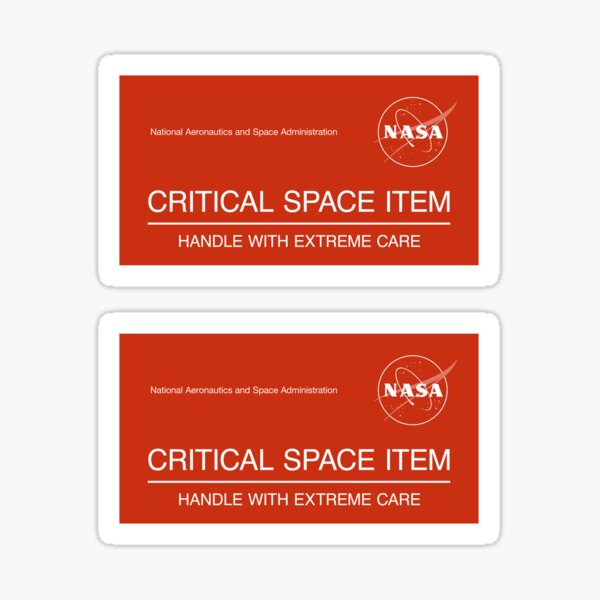 NASA - Critical Space Item, Handle with Extreme Care (Red, 2 in 1) Sticker