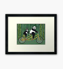 Panda and Cat Bicycle Tandem Framed Print