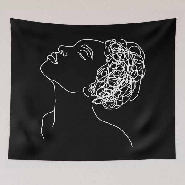 Item preview, Black And White Line Art Female Portrait designed and sold by artsandsoul.