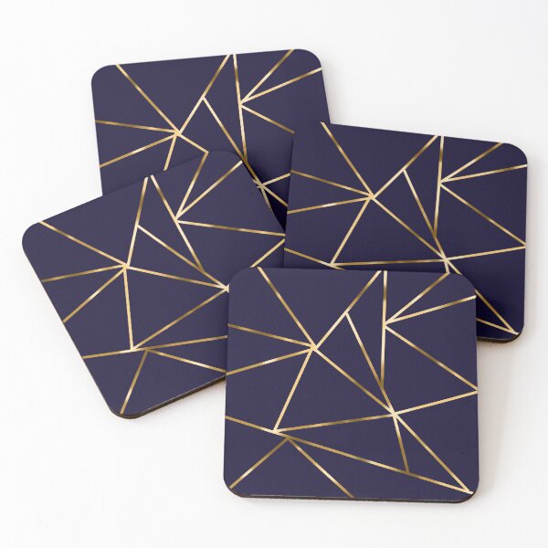 Geometric Gold Midnight Coasters (Set of 4)