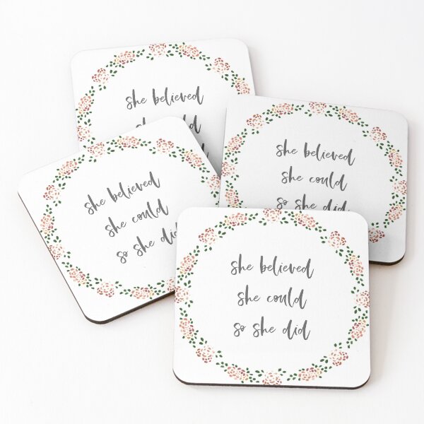 Item preview, She Believed She Could So She Did Handlettering Floral Wreath designed and sold by CarlosAlberto.